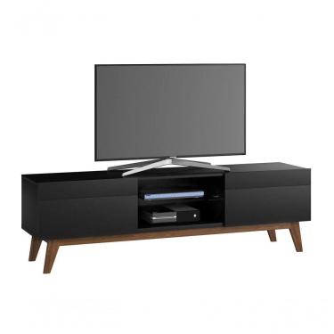 Imagem de Rack Para Sala Retrô Preto 2g 1.8 - Imcal Móveis