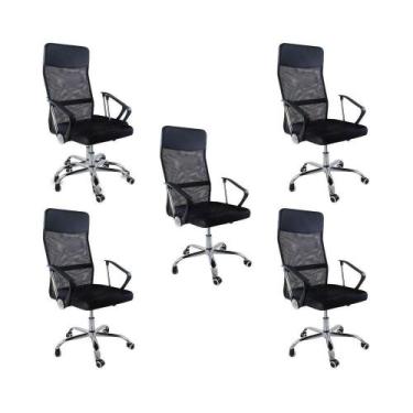 Imagem de Kit 5 Cadeiras De Escritório Nagano Oficial Preto - Oficial Webshop