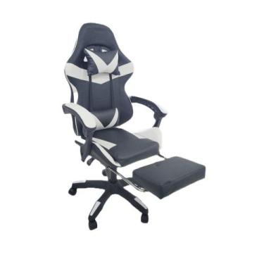 Imagem de Cadeira Gamer Stillus Ergonômica Oficial Apoio De Pés Preta / Branca -