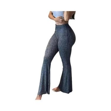 Imagem de Calças Capri Slim De Cintura Alta Com Corte Flare Y2K Moda Feminina St