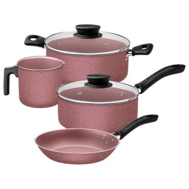 Imagem de Jogo De Panelas 4 Peças Linz Cores Antiaderente Tramontina, Rosa, 4 pe