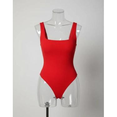 Imagem de Body Feminino Regatinha Alça Grossa Básico Supplex Cor:Vermelho - Trib