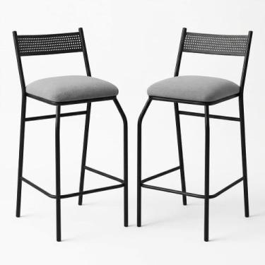 Imagem de Kit 2 Banquetas Altas para Balcão Bistrô Bancada Reforçadas em Aço Con