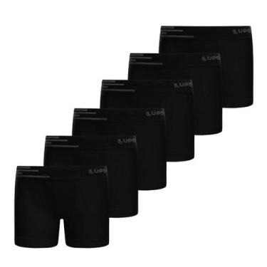 Imagem de Kit 6 Cueca Boxer Infantil Box Microfibra Sem Costura Lupo, Preto, G
