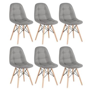 Imagem de Laraz Home Decor, Kit 6 Cadeiras Estofadas Eames Eiffel Botonê - Madei