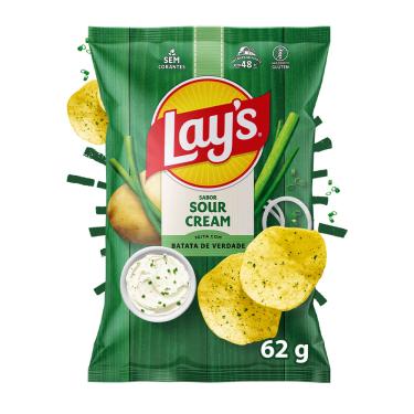 Imagem de Batata Frita Lay's Sour Cream Elma Chips 62g