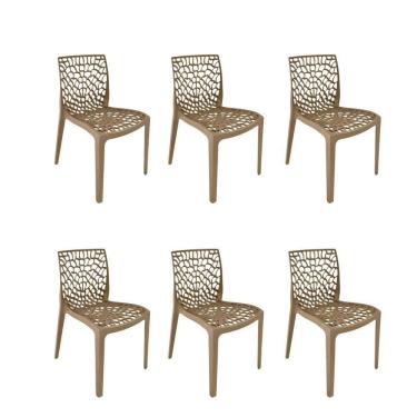 Imagem de Conjunto 6 Cadeiras Gruvyer Estrutura em Plástico Nude para Jantar e Restaurantes