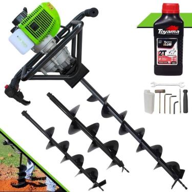 Imagem de Perfurador de Solo MPS52 a Gasolina 52CC 1,8HP com 3 Brocas e Óleo 2T 500ML Preto Meneg...