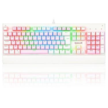 Imagem de Teclado Mecânico Gamer Redragon Kala, RGB, Switch Outemu Brown, ABNT2, Rosa e Branco -...