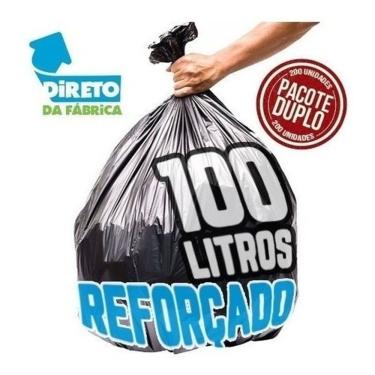 Imagem de Saco de Lixo 100 Litros 200 un Reforçado para Lixeiras 50 a 70 Higipack Preto