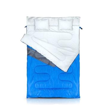 Imagem de Saco de Dormir Kuple Casal Faixa de Temperatura -5°C a 5°C com Travesseiros e Bolsa Azul NTK