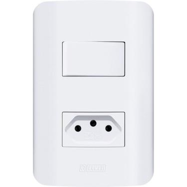 Imagem de Tomadas e Interruptores Linha Canoa 10A e 20A com Placas 4x2 e 4x4 Instalação Rápida Branco OEM