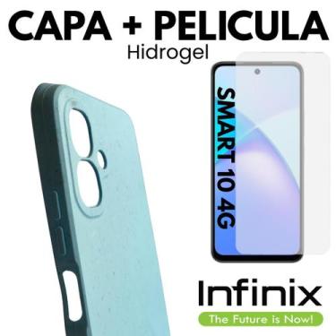 Imagem de Capinha + Película Proteção Hidrogel Para Infinix Smart 10 - DB, Azul 