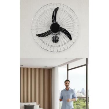 Imagem de 2x Ventilador Parede 60cm Potente Oscilante Preto Aço Bivolt - Congrat