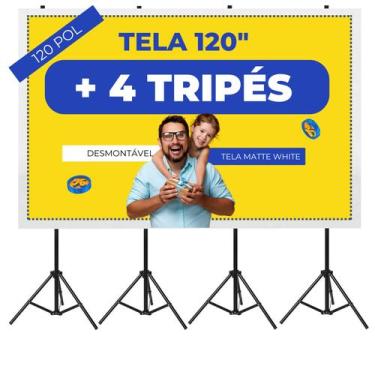 Imagem de Tela de Projeção 120 Polegadas para Projetor e Datashow Dobrável Portá