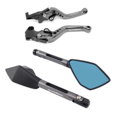 Imagem de Kit Manete Retrovisor Esportivo Lander 250 Gravado A Laser - Special L
