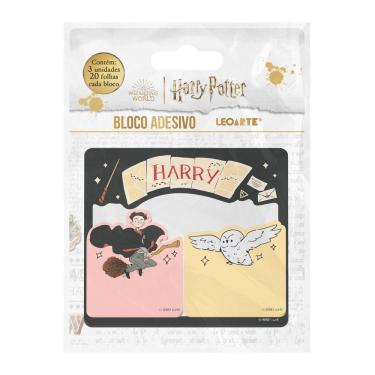 Imagem de Bloco Adesivo Leonora Harry Potter Leoarte com 3 Unidades Coloridas 20 Folhas Cada para Anotações e Recados