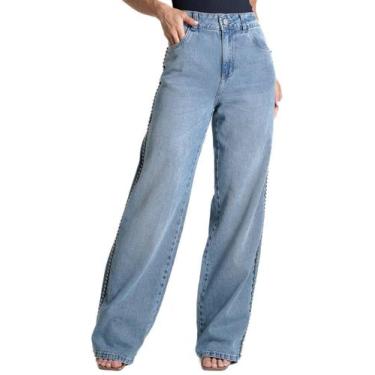 Imagem de Calça Jeans Sawary Wide Leg - 282625 - Azul médiobr 38, Azul, 38