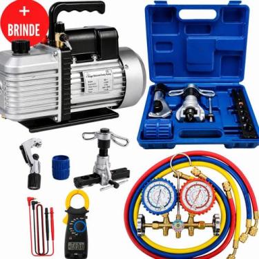 Imagem de Kit Básico Refrigeração Bomba De Vácuo Manifold Flangeador - Refrigera