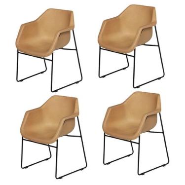 Imagem de Kit 4 Cadeiras Concha Base em Aço Tubular Fixa Lodelô - Prima Design