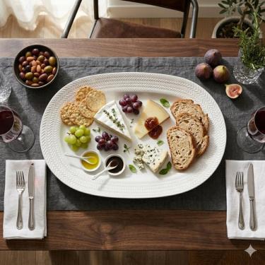 Imagem de Kit 02 Travessa G e Pequena Relevo Chevron Germer Porcelanas