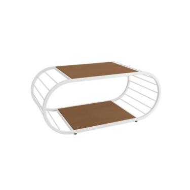 Imagem de Mesa De Centro Para Sala Kappesberg Crome Industrial De Metal 90cm Can