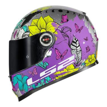 Imagem de Capacete LS2 FF358 Classic Dreamcatcher Prata Amarelo Lilas Rosa Borbo