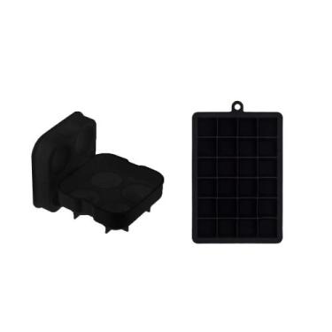 Imagem de Forma de Gelo Silicone Preto Retangular 24 Cubos e 4 Esferas - WECK
