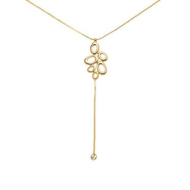 Imagem de Colar Y Oval Com Pedra Pendurada Banhado a Ouro 18K - Papillon Semi Jó