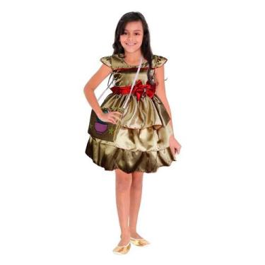 Imagem de Vestido Festa Junina Infantil Cangaceira de Luxo Com Bolsinha - Fantas