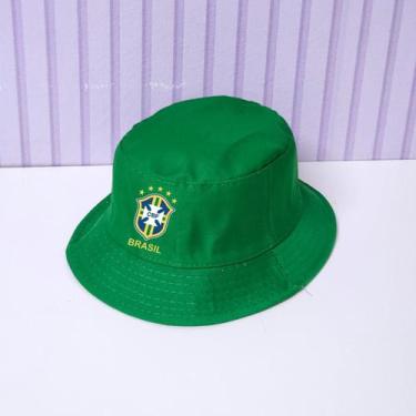 Imagem de Chapeu Bucket Hat Unissex BRASIL Copa Do Mundo Casual COR:AMARELO/GRAF