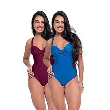 Imagem de Kit Maiô Feminino Bojo Fixo Transpassado Levanta Busto Praia - HYPE MO