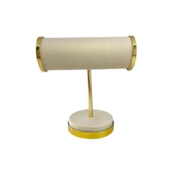 Imagem de Expositor Bracelete T Forrado Off White - Borda Dourada - AVULSO - Pie