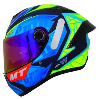 Imagem de Capacete Masculino MT Targo S Diogo Moreira Esportivo Moto, Azul Verde