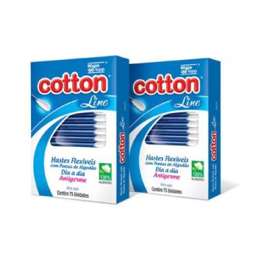 Imagem de Kit 75 até 1050 Unidades Hastes Flexíveis Cotton Line Cotonete Caixa C