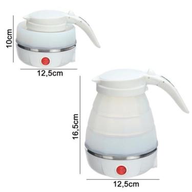 Imagem de Chaleira de Silicone Branca Dobrável Compacta Reutilizável para Campin