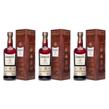 Imagem de Kit 03 Whisky True Scotch Dewars 18 Anos 750ml