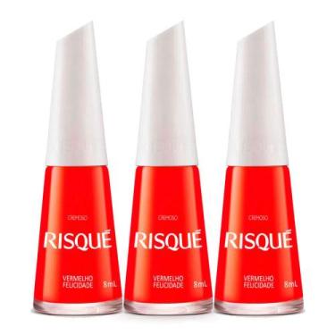 Imagem de Kit 3 Esmalte Risqué Cremoso Vermelho Felicidade 8ml