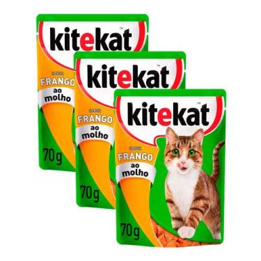 Imagem de Kit 3 Ração Úmida para Gatos KiteKat Adulto Sabor Frango ao Molho em S