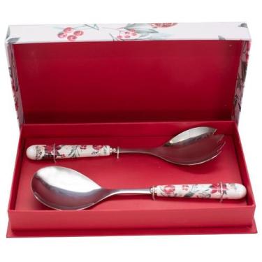 Imagem de Jogo 2 Talheres para Salada em Inox com Cabo de Porcelana 24cm - Tuut