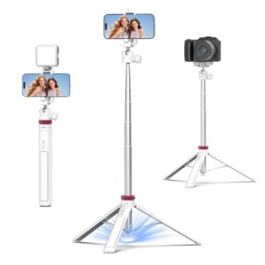 Imagem de ULANZI Tripé extensível de bastão de selfie MT-44, de 59 polegadas com clipe de telefone 2 em 1, tripé de câmera com cabeça esférica 360 para iPhone, Sony, câmera de ação Canon