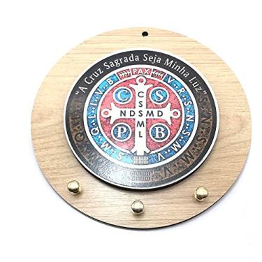 Imagem de Porta Chaves Parede Medalha de São Bento Redondo