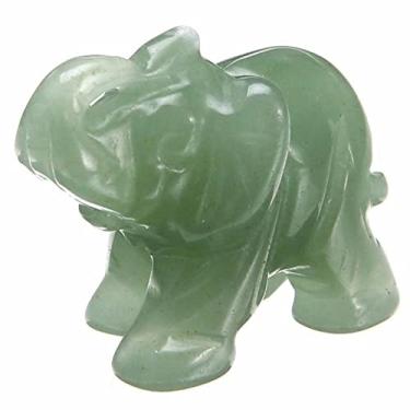 Imagem de Cristal Natural Rosa Quartzo Elefante Ametista Obsidiana Animais Pedra Artesanato Pequena Decoração Kawaii Estatueta Decoração do Quarto, 3,81 cm, Verde