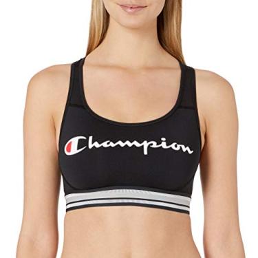 Imagem de Champion Sutiã esportivo feminino Double Dry Absolute para treino, gráfico, preto, médio, Preto, M