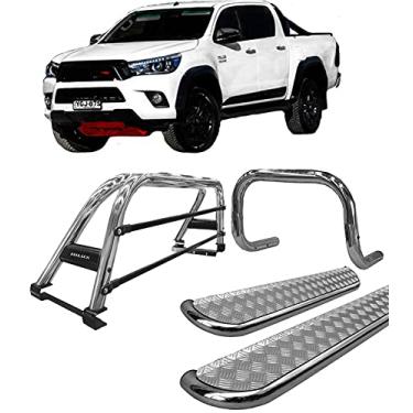 Imagem de Kit quebra mato+Estr Chapa+Santo Ant DUPLO Hilux 16/20 CROMO