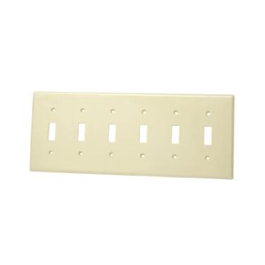Imagem de Leviton 80736-I 6 entradas interruptor de dispositivo interruptor de parede, nylon termoplástico, suporte de dispositivo, marfim