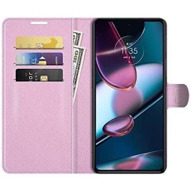 Imagem de Capa Capinha Carteira Danet Para Motorola Edge 30 Pro Case Flip Wallet De Couro (Rosa)
