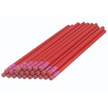 Imagem de Lápis hexagonal vermelho - Lápis vermelhos com borracha vermelha e virilha vermelha - 36 peças - Borracha antimanchas - # 2 HB chumbo - não afiado