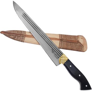 Imagem de Facão Faca Churrasco 10`` Aço Carbono 1070 Full Tang Listrado Cabo Chifre Escuro