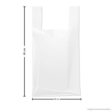 Imagem de Sacola Plástica Branca Lisa de Alta Densidade 38 X 48cm